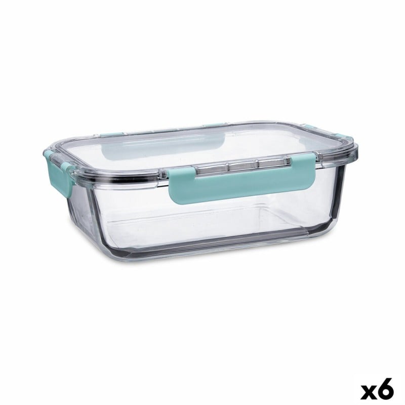 Lunchbox hermetisch Quid Purity rechteckig 1,5 L Durchsichtig Glas (6 Stück)