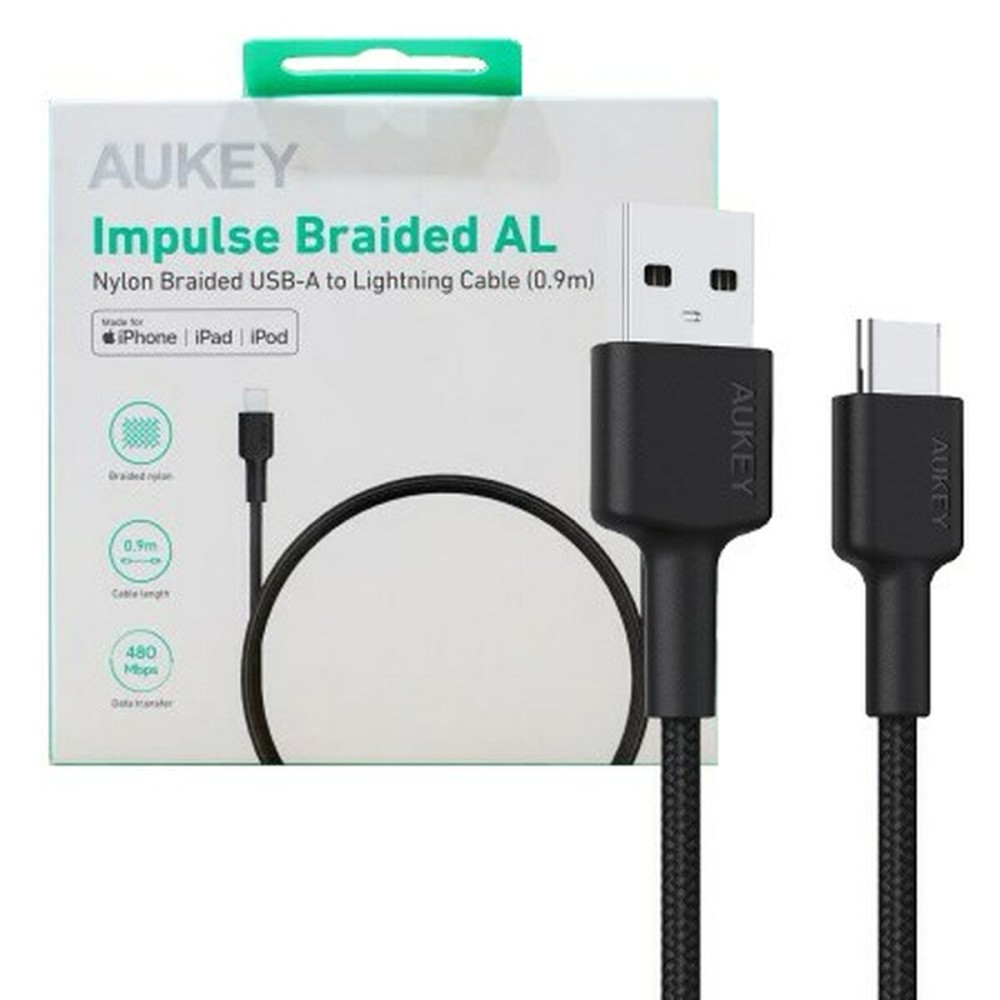 USB auf Lightning Verbindungskabel Aukey CB-CD30 Schwarz 90 cm