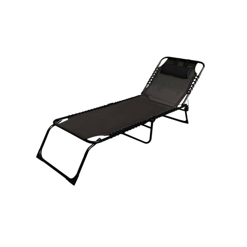 Marbueno Klappbarer Stahl Liegestuhl Mit Kissen Garten und Pool 190X58X27 cm Schwarz 10004