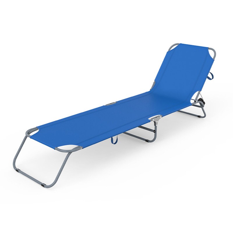 Marbueno Transat Pliable Acier Bleu Foncé Plage et Piscine 187X55X24 cm 10021