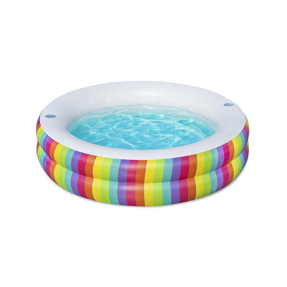 Bestway Piscine Enfant 2 Arceaux Arc-en-ciel 206x206x51cm +6 Ans Jardin 54443