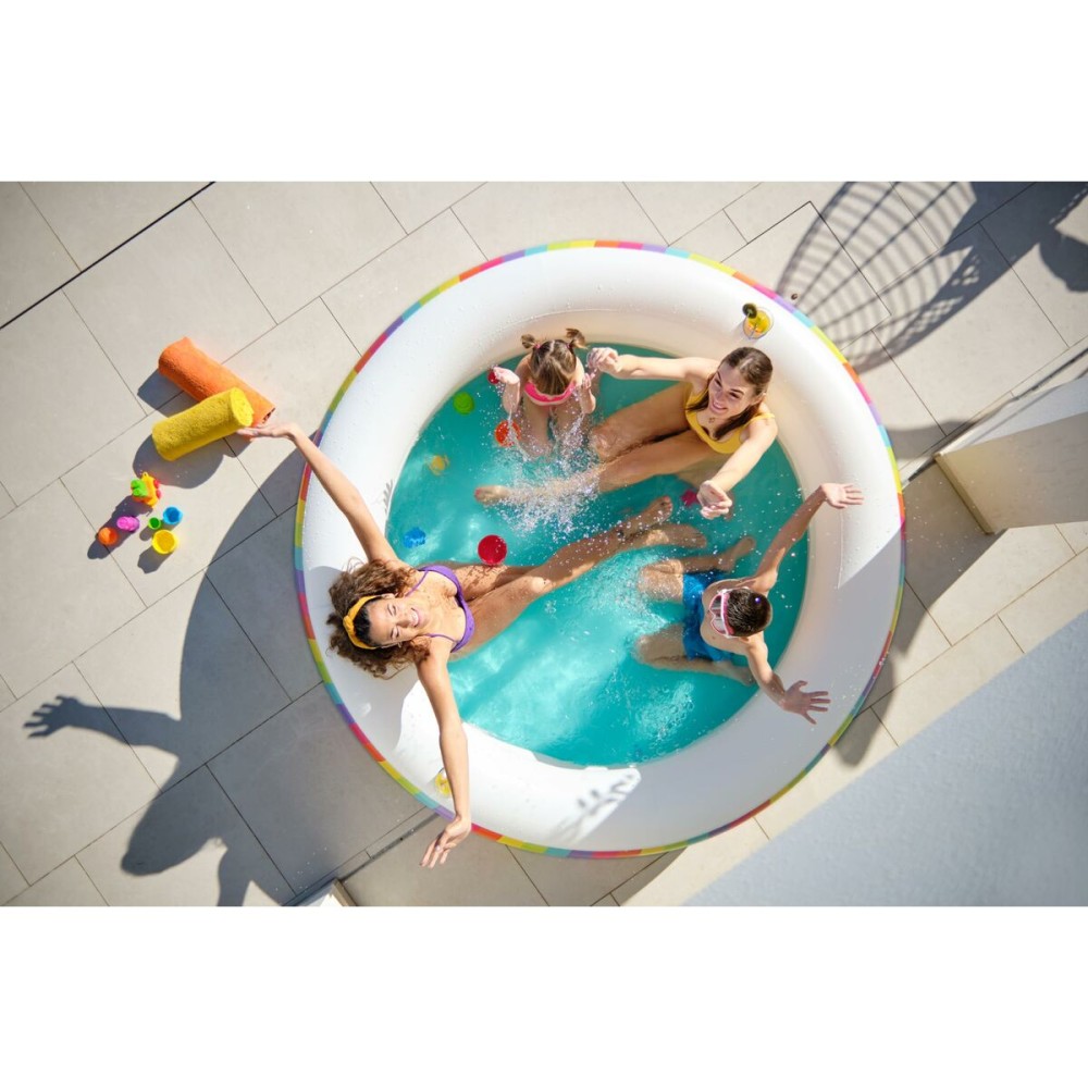 Bestway Piscine Enfant 2 Arceaux Arc-en-ciel 206x206x51cm +6 Ans Jardin 54443