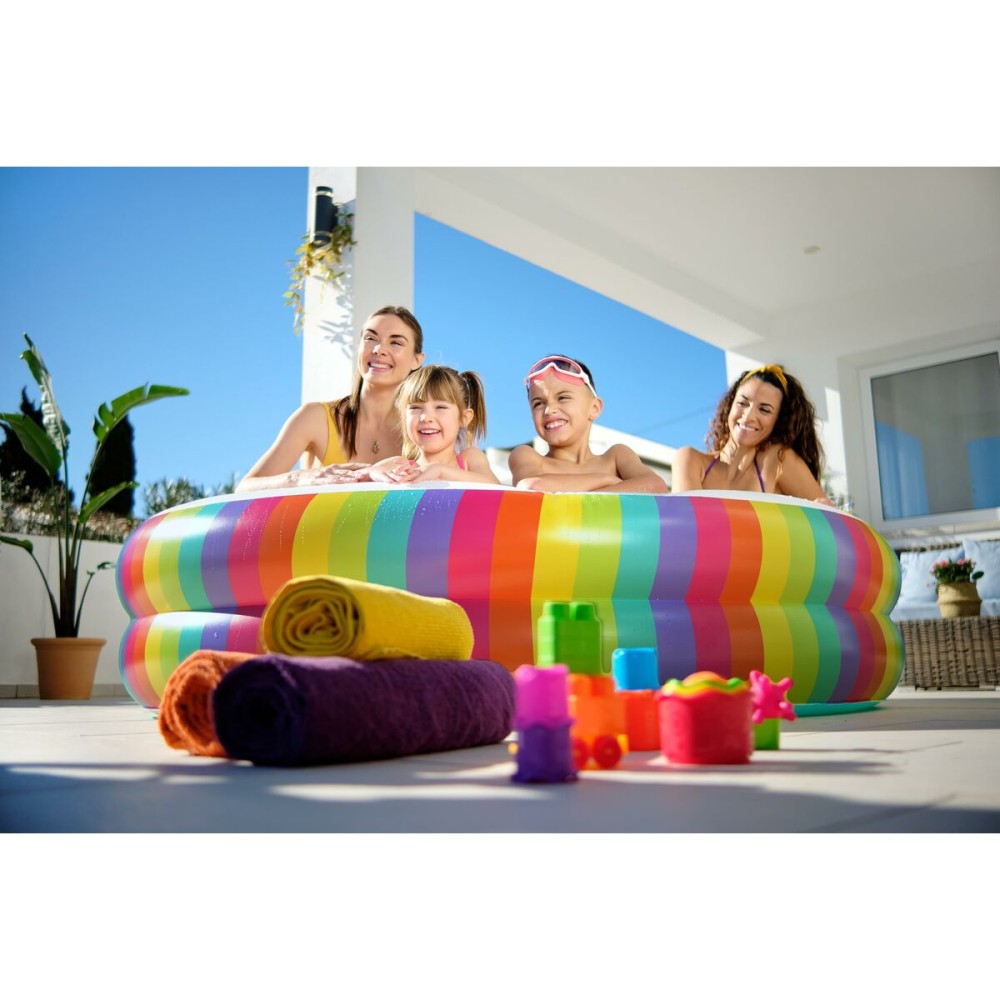 Bestway Piscine Enfant 2 Arceaux Arc-en-ciel 206x206x51cm +6 Ans Jardin 54443