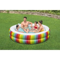 Bestway Piscine Enfant 2 Arceaux Arc-en-ciel 206x206x51cm +6 Ans Jardin 54443