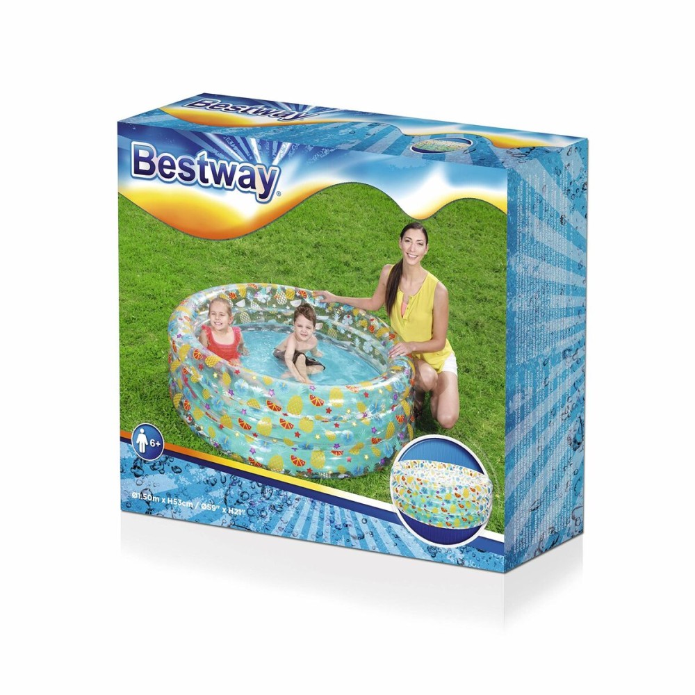 Bestway Piscine Gonflable 3 Anneaux Transparent Tropical 150x53 cm +6 Ans Jardin 51045