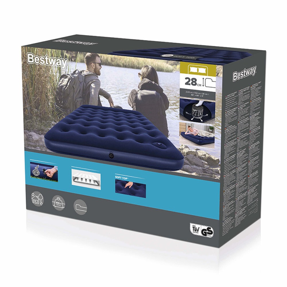 Bestway Matelas Gonflable Double avec Gonfleur À Pied 203x152x28 cm Camping 67226