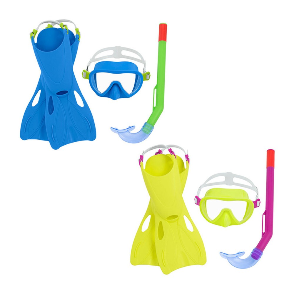 Bestway Set Snorkel Junior Anatomischer Gurt Sortierte Farbe 37-41 +7 Jahre Strand und Pool 25019