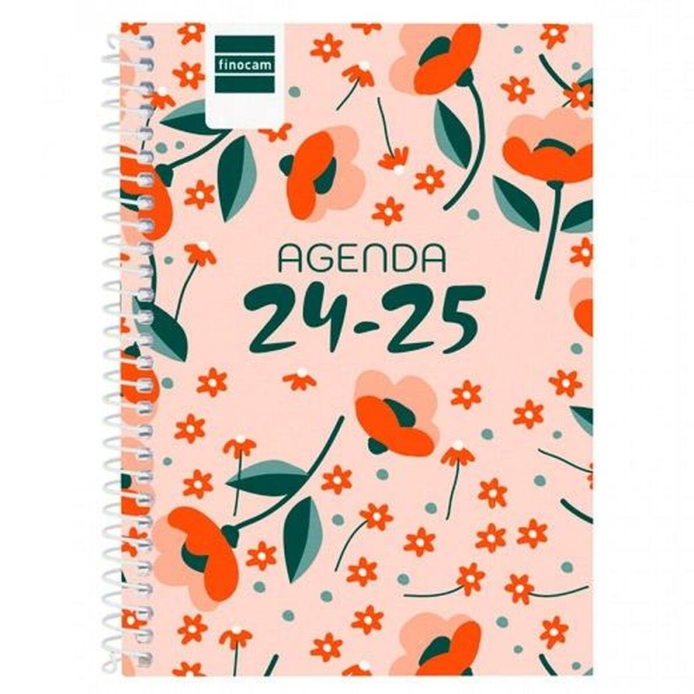 Agenda Finocam COOL 8º SVH FLORAL Multicouleur Saumon 1/8 12 x 16,4 cm 2024-2025