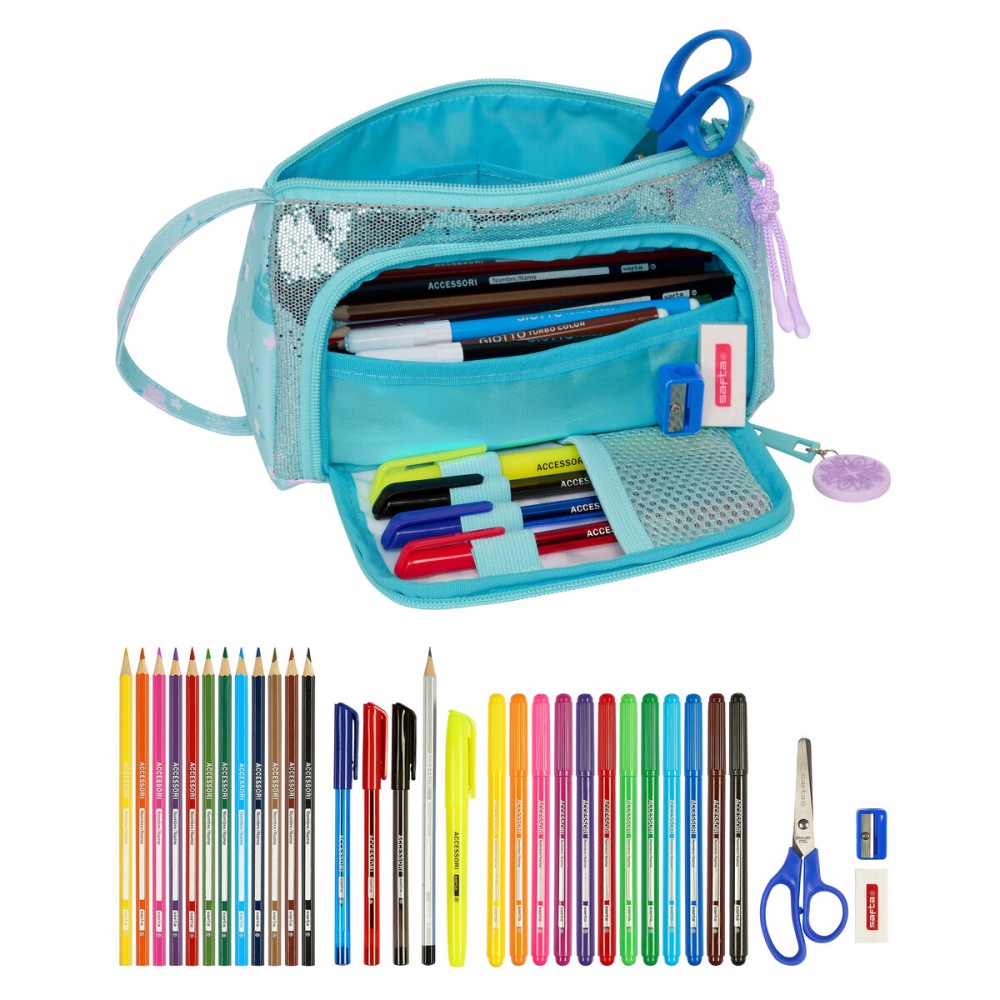 Trousse Scolaire avec Accessoires Frozen Hello spring Bleu clair 20 x 11 x 8.5 cm (32 Pièces)