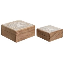 Box-Schmuckkästchen Home ESPRIT Weiß natürlich Mango-Holz 18 x 18 x 9 cm (2 Stücke)