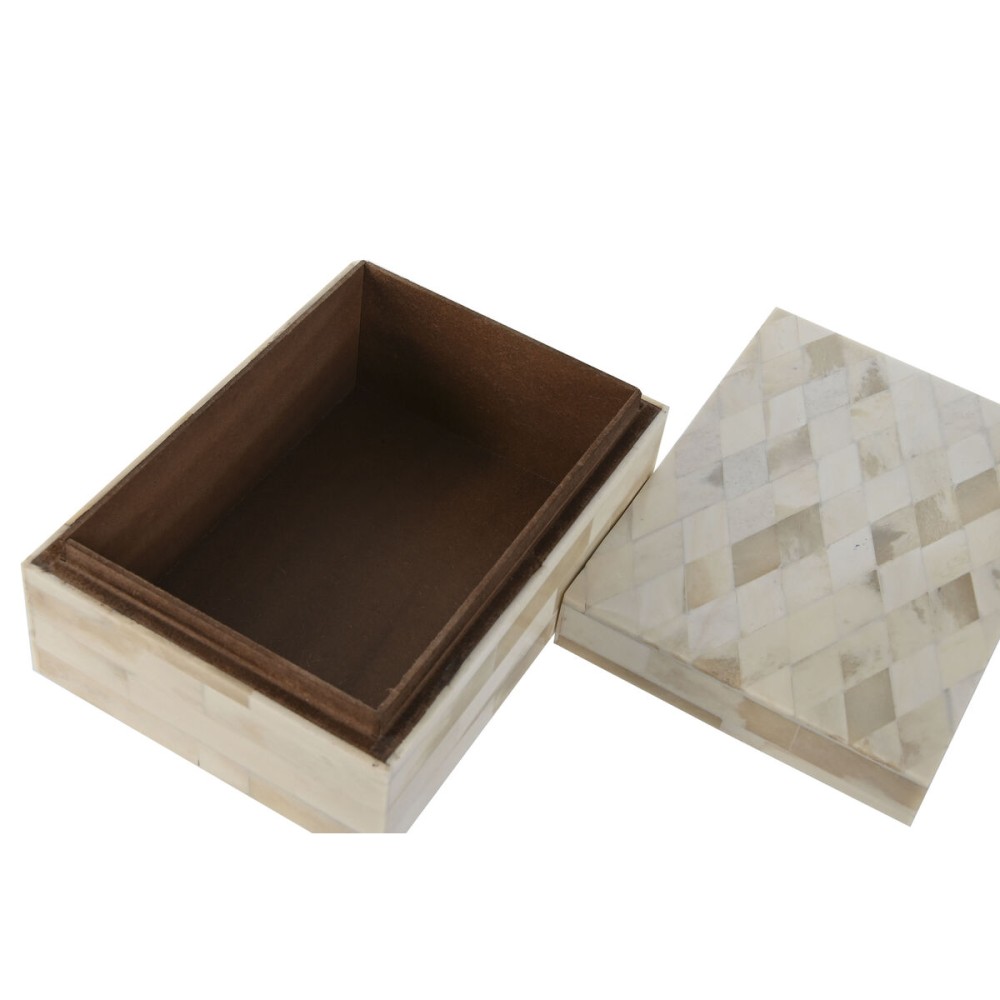 Box-Schmuckkästchen Home ESPRIT Knochen Mango-Holz 18 x 13 x 7,7 cm (2 Stücke)