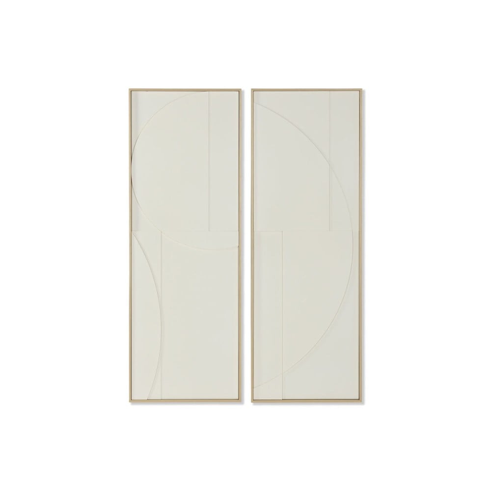 Cadre Home ESPRIT Blanc Naturel Abstrait Scandinave 50 x 4 x 140 cm (2 Unités)