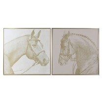 Painting Home ESPRIT Beige Golden Glitter Horse 103 x 4,5 x 103 cm (2 Units)