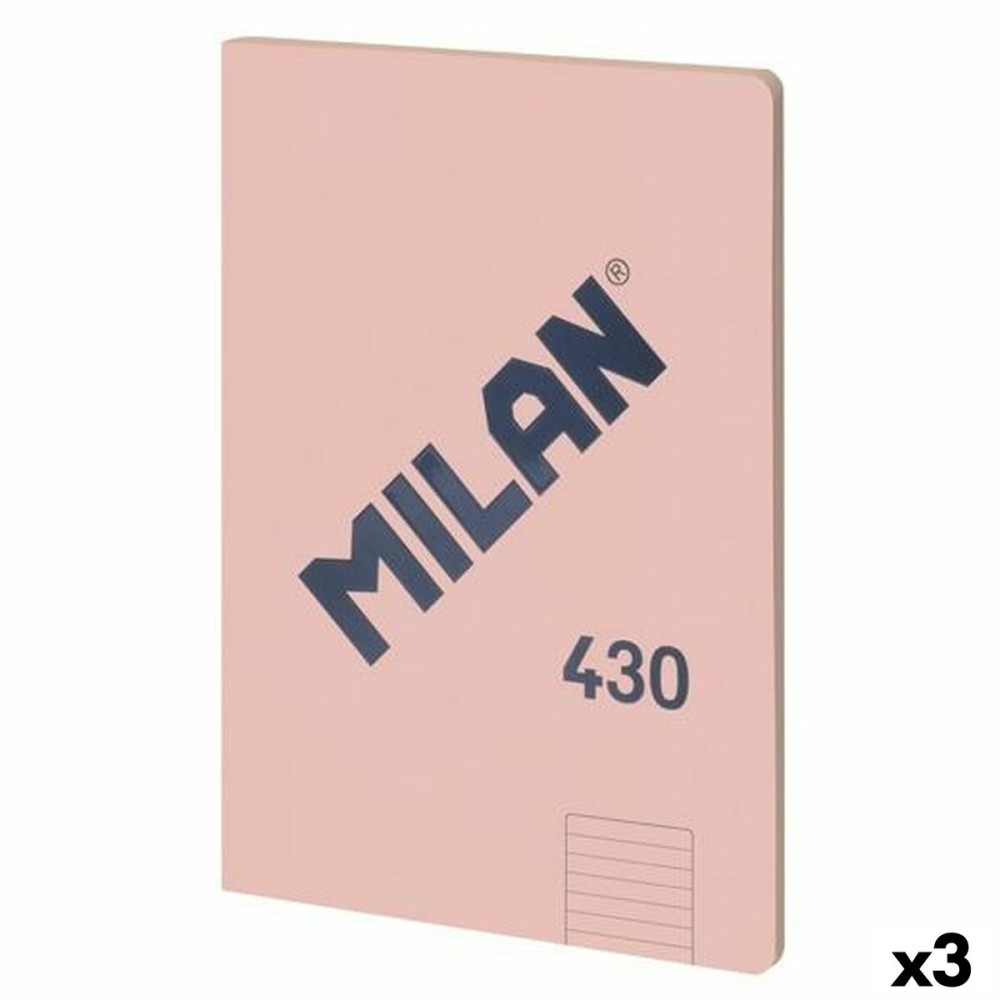 Notebook Milan 430 Pink A4 48 Sheets 21 x 29,7 cm (3 Units)