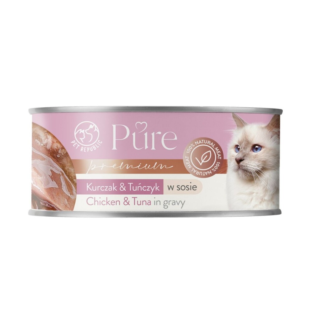 Aliments pour chat PETREPUBLIC Pure Chicken and tuna in gravy Poulet