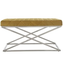 Hocker Alexandra House Living Samt Metall 98 x 52 x 46 cm