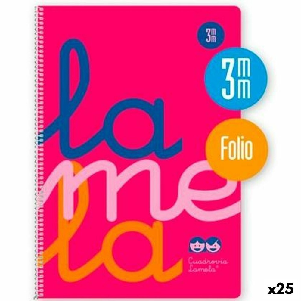 Cahier Lamela Cuadrovía Rose Fluorescent Din A4 80 Volets 21,5 x 31,5 cm 5 Pièces (25 Unités)