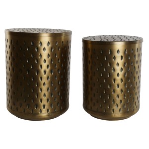 Set of 2 tables Home ESPRIT Golden Metal 43 x 43 x 54 cm