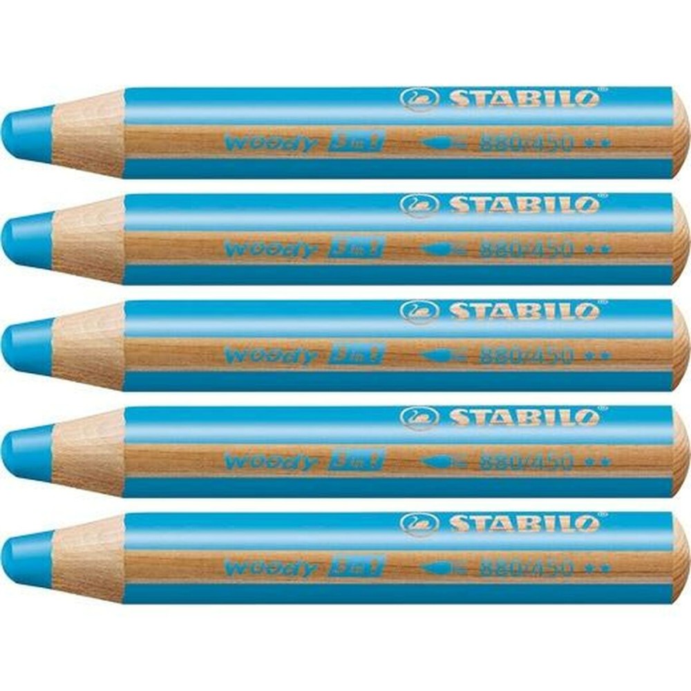 Colouring pencils Stabilo Woody Cyan 3-in-1 (5 Units)