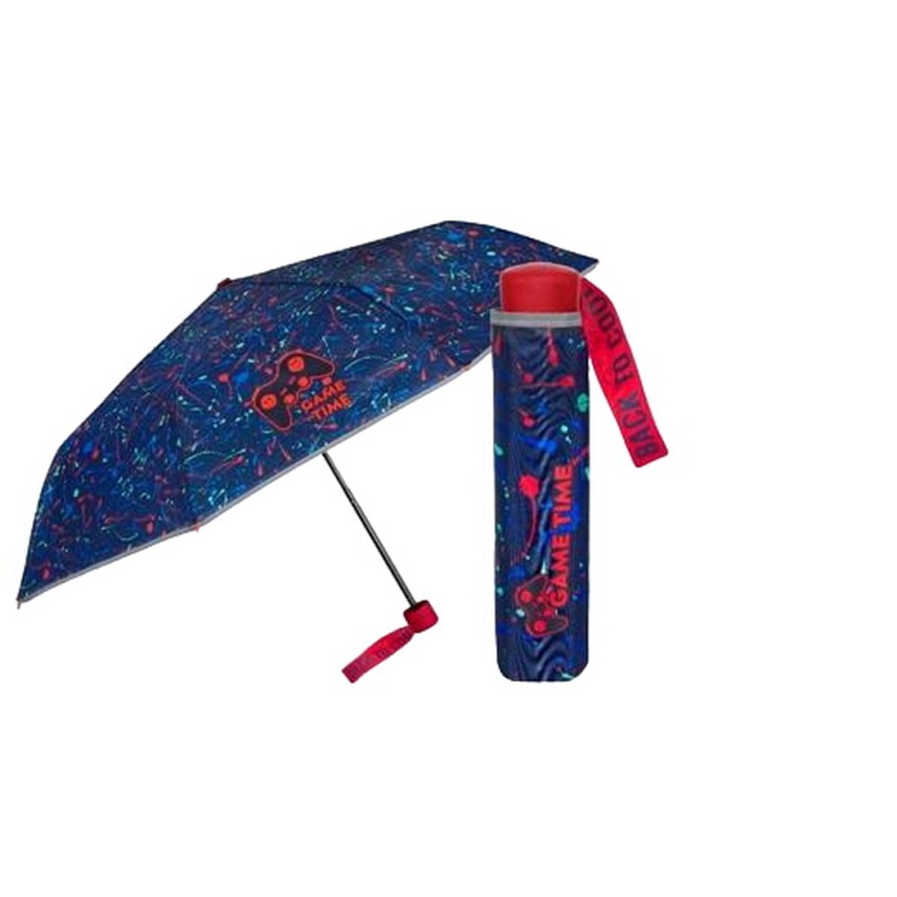 Foldable Umbrella Perletti Gamer Blue Ø 91 cm Children's