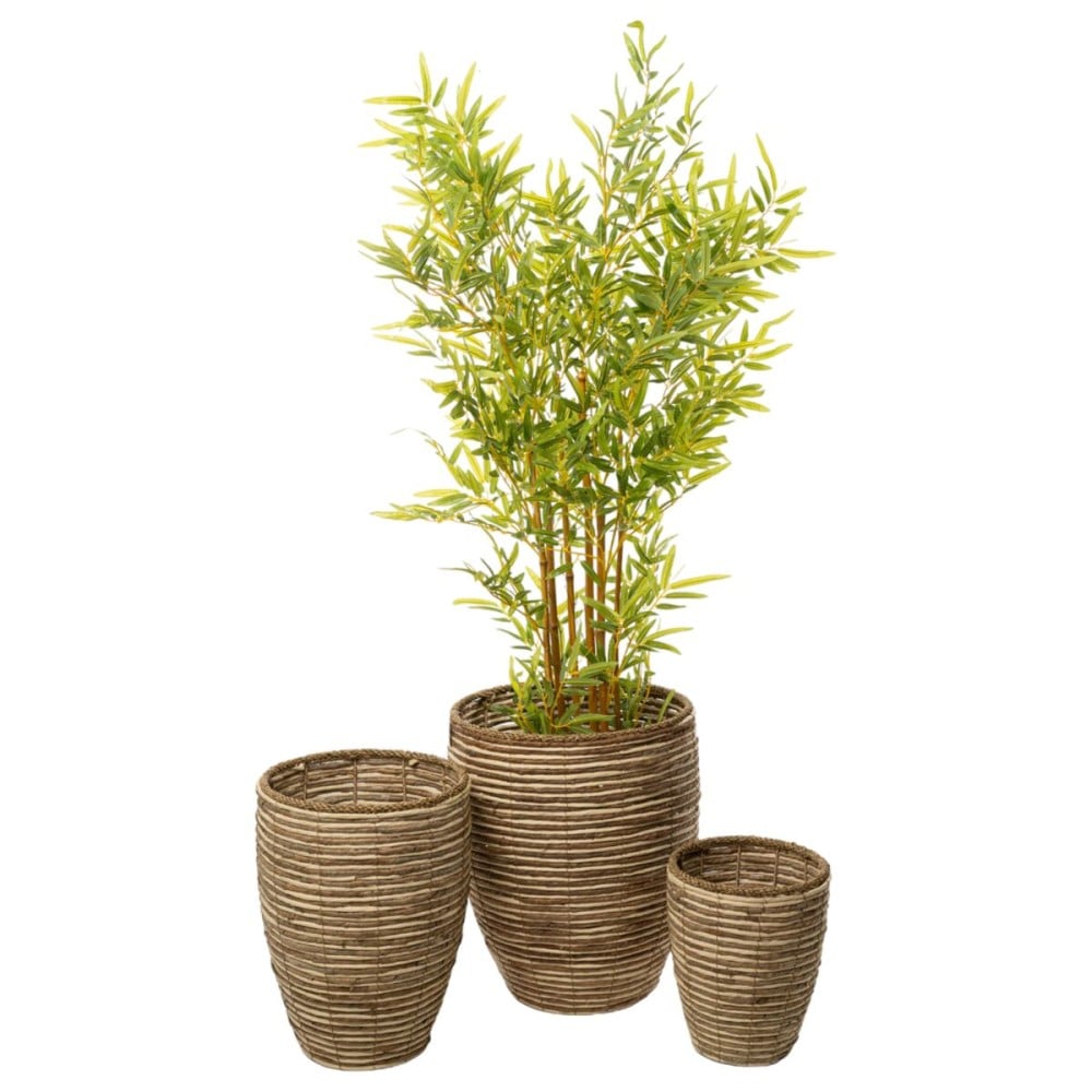 Set of Planters Romimex Natural Natural Fibre 40 x 49 x 40 cm 3 Pieces