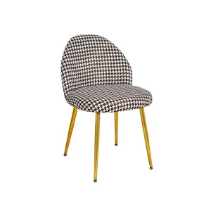 Dining Chair Romimex White Black Metal 51 x 78 x 56 cm Houndstooth