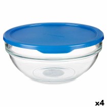 Round Lunch Box with Lid Pasabahce Chefs Blue 1,135 L 17,2 x 7,6 x 17,2 cm (4 Units)