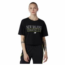 Damen Kurzarm-T-Shirt New Balance Essentials Athletic Club Boxy Schwarz