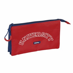 Dreifaches Mehrzweck-Etui Safta University Rot Marineblau (22 x 12 x 3 cm)