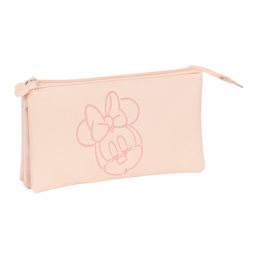 Trousse Fourre-Tout Triple Minnie Mouse Baby Rose (22 x 12 x 3 cm)