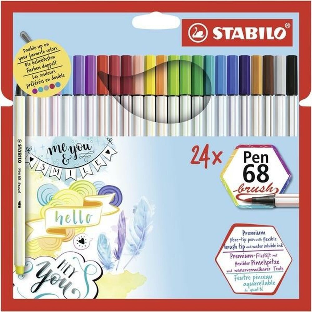 Ensemble de Marqueurs Stabilo Pen 68 brush Coffret Multicouleur