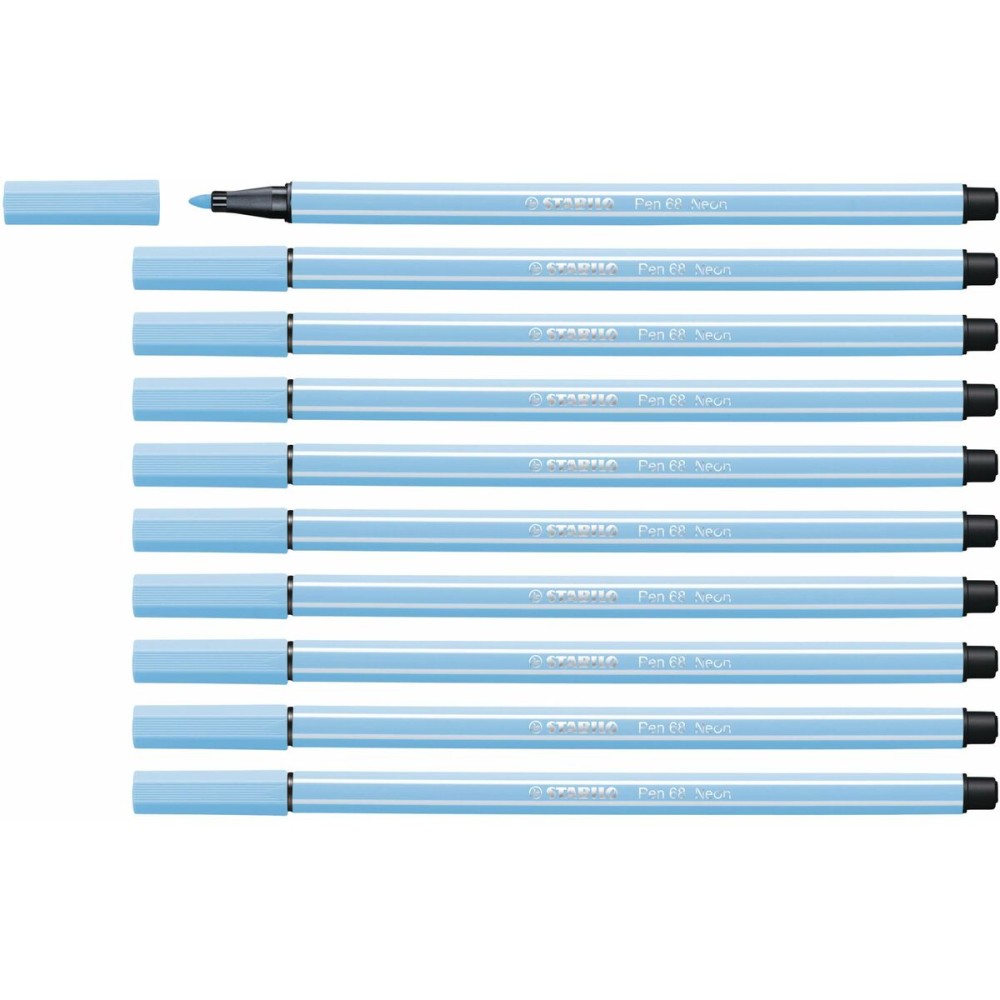 Feutres Stabilo Pen 68 Fluorescent Bleu (10 Pièces)