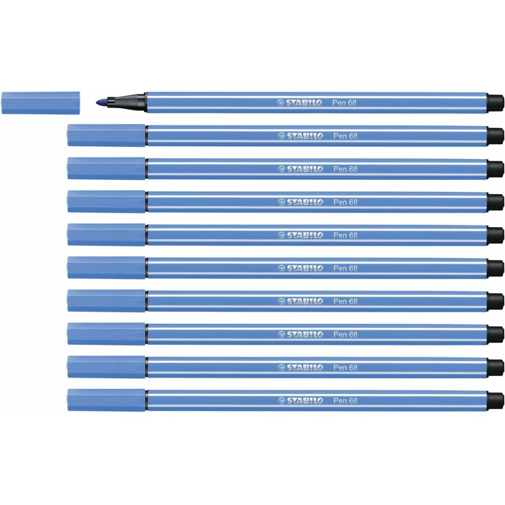 Feutres Stabilo Pen 68 Bleu foncé (10 Pièces)