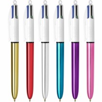 Ensemble de Stylos Bic Shine Silver Blanc Multicouleur (12 Pièces)