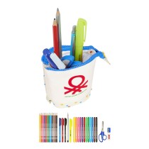 Trousse Scolaire avec Accessoires Benetton Topitos Blanc (8 x 19 x 6 cm) (32 Pièces)