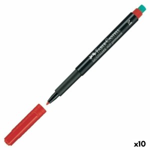 Marqueur permanent Faber-Castell Multimark 1525 M Rouge (10 Unités)