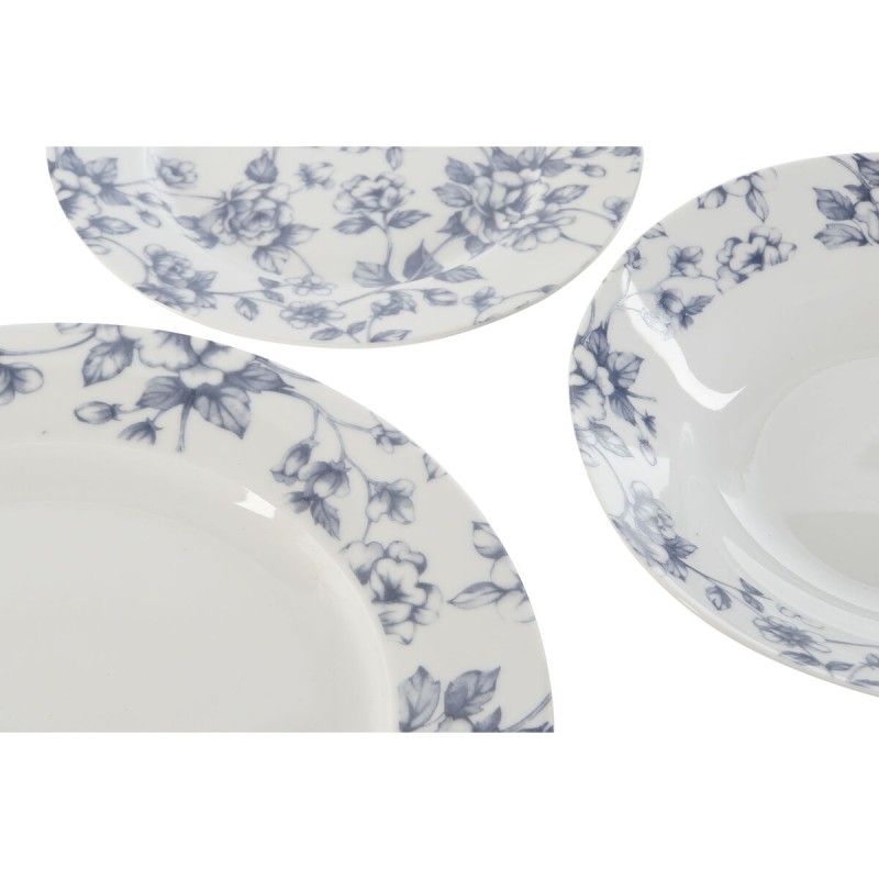 Service de Vaisselle Home ESPRIT Bleu Porcelaine Floral 18 Pièces 27 x 27 x 2 cm