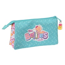 Trousse Fourre-Tout Triple The Bellies Violet Turquoise Blanc 22 x 12 x 3 cm