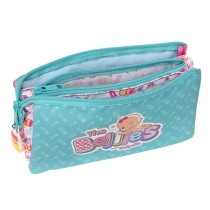 Trousse Fourre-Tout Triple The Bellies Violet Turquoise Blanc 22 x 12 x 3 cm