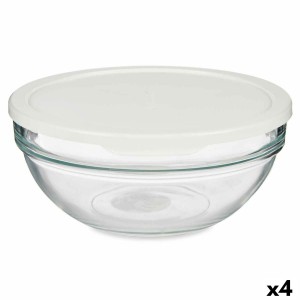 Panier-repas rond avec couvercle Pasabahce Chefs Blanc 1,135 L 17,2 x 7,6 x 17,2 cm (4 Unités)