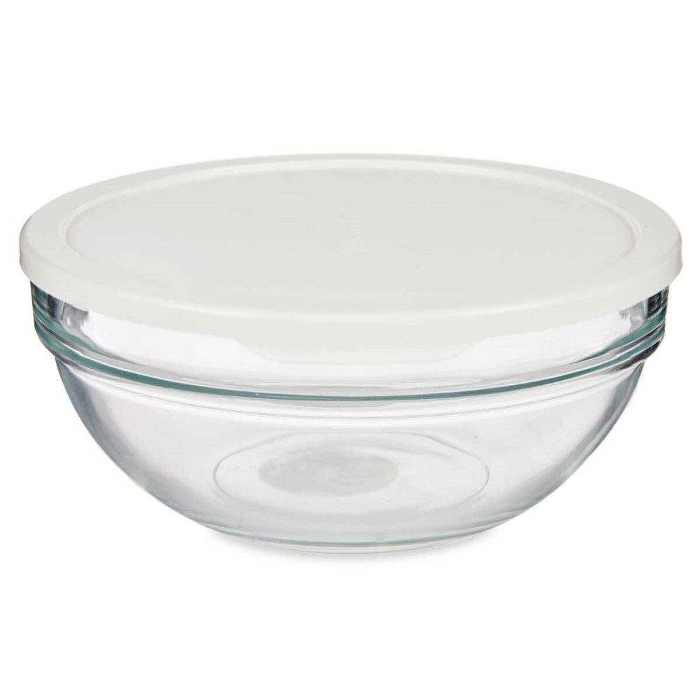 Round Lunch Box with Lid Pasabahce Chefs White 1,135 L 17,2 x 7,6 x 17,2 cm (4 Units)