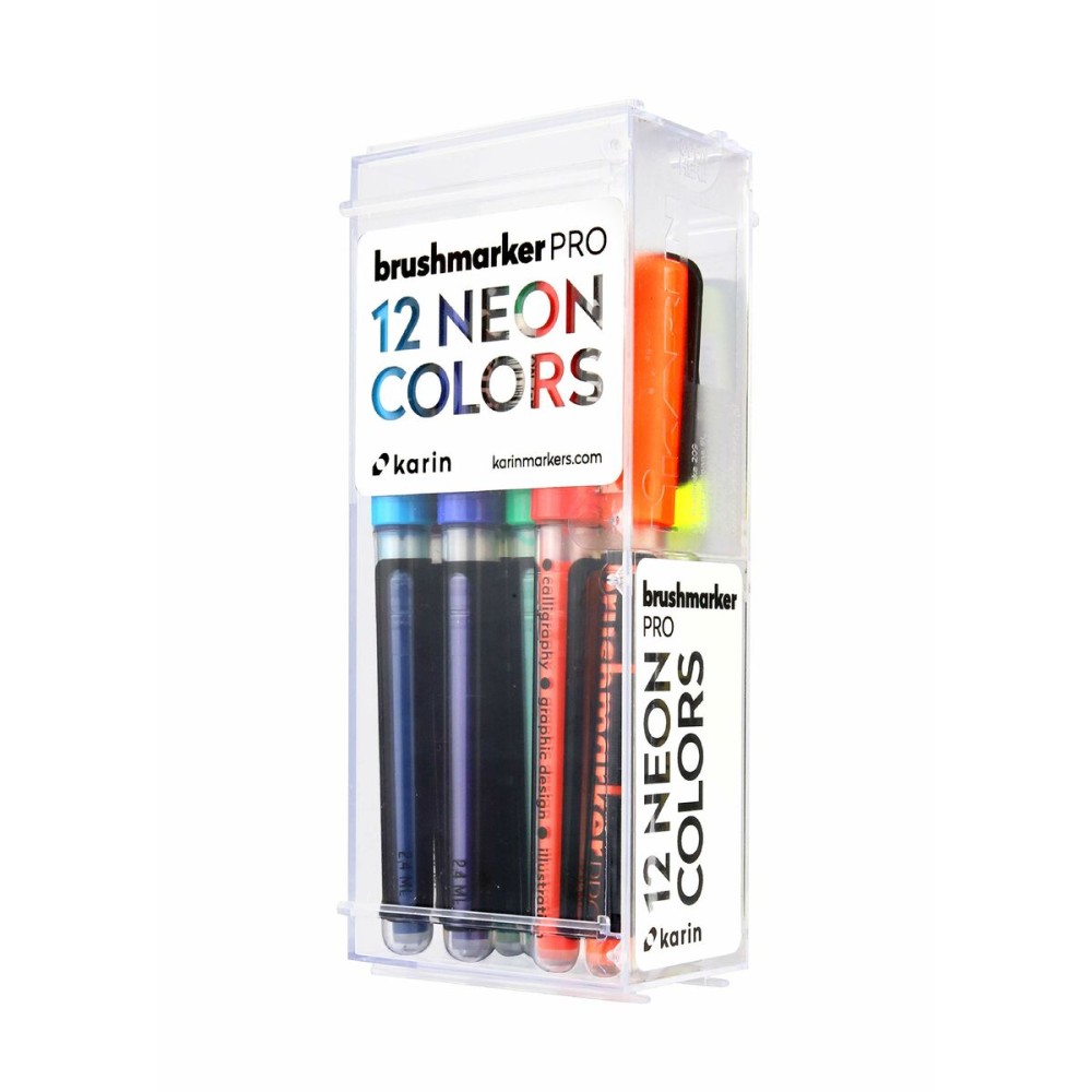 Set of Felt Tip Pens Karin Brushmarker Pro Neon 12 Pieces