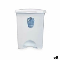 Poubelle à pédale Blanc Plastique 10 L (8 Unités)