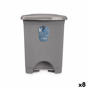 Poubelle à pédale Gris Plastique 10 L (8 Unités)