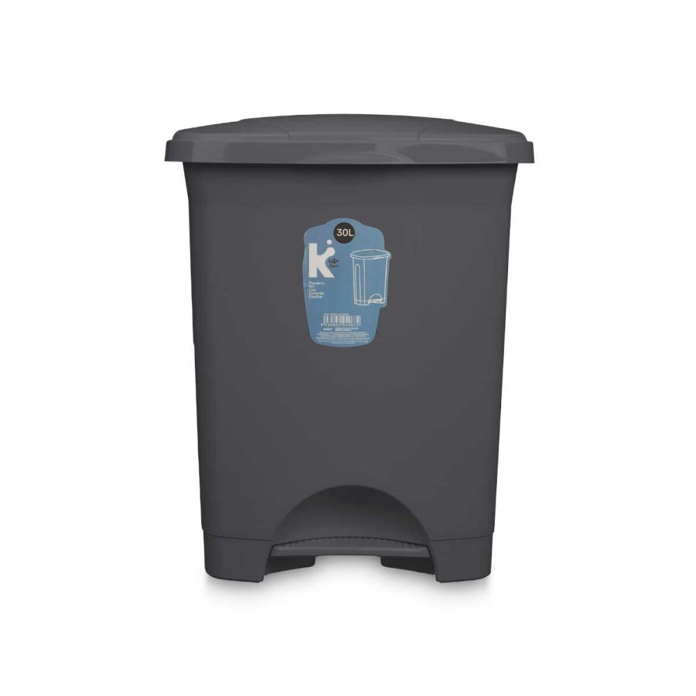 Poubelle à pédale Anthracite Plastique 30 L (4 Unités)