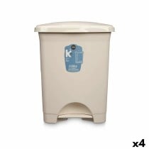 Poubelle à pédale Beige Plastique 30 L (4 Unités)