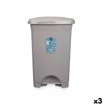 Poubelle à pédale Gris Plastique 50 L (3 Unités)