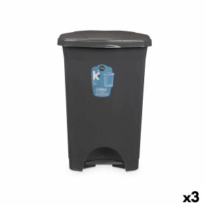 Poubelle à pédale Anthracite Plastique 50 L (3 Unités)