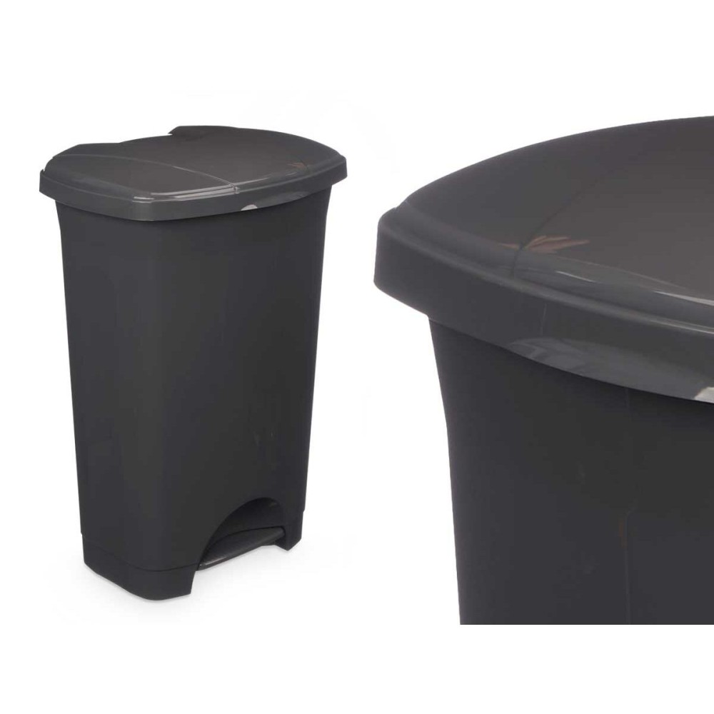 Poubelle à pédale Anthracite Plastique 50 L (3 Unités)