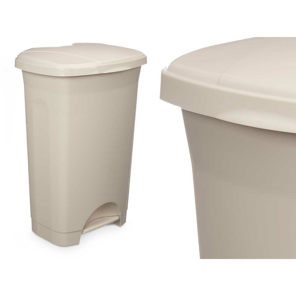 Poubelle à pédale Beige Plastique 50 L (3 Unités)